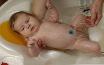 bathing baby