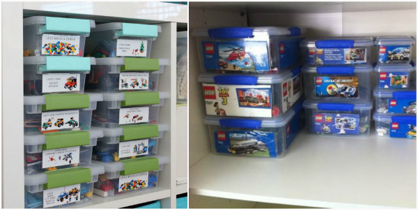 how to store Lego parts at home