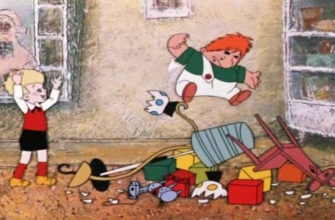 del nen de dibuixos animats i el nen Carlson llançant joguines i objectes